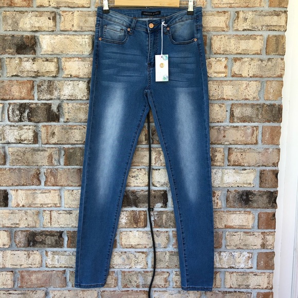 AMELIA JAMES Jackson Cotton Blend Mid Rise Blue Wash  Skinny Jeans XL - Picture 2 of 16
